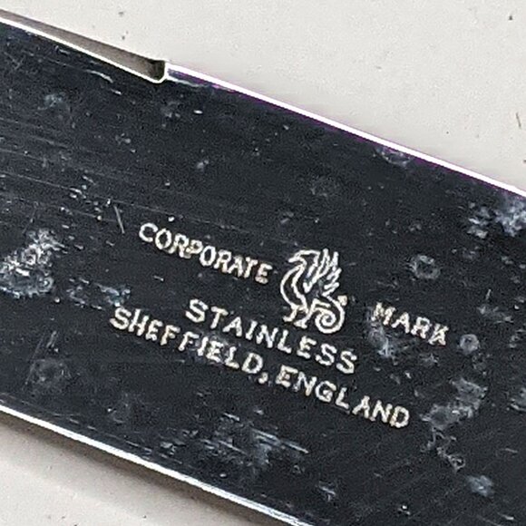 VINTAGE CARVERS SHEFFIELD Staghorn Carving Set  Knife Fork Sharpener Horn Handle - Picture 9 of 12